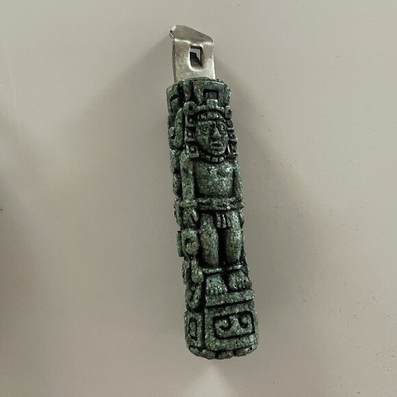 Aztec Mayan Totem Bottle Opener Green Tiki Vintage Resin Barware Luau Party - Picture 3 of 11